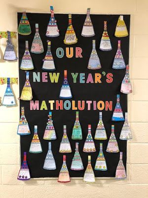 Matholution Math Pennant Photos Shared by Teachers! Photos of Teachers' math bulletin boards and math classroom decor with student matholution pennants. New Year Math Bulletin Boards, Math Bulletin Boards 4th Grade, Math Decorations Ideas, Geometry Bulletin Board Elementary, Math Winter Bulletin Board Ideas, Winter Math Bulletin Boards, Math Bulletin Boards Elementary, Math Bulletin Boards Middle School, Math Decorations