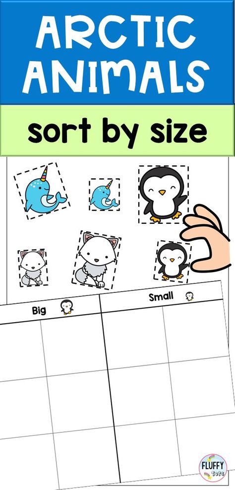 Use this Arctic Animals printables for your Winter lesson plan or Arctic Animals fine motor centers. Have your kids cut the Arctic Animals and sort them by size. Perfect for independent use. Winter Centers Preschool, Winter Animals Preschool Activities, Arctic Animals Printables, Arctic Animals Preschool Activities, Winter Theme Activities, Preschool Units Themes, Winter Animals Preschool, Arctic Animals Activities, Fine Motor Centers