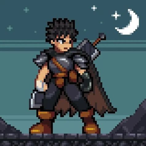 Griffith Guts, Guts Berserk, Berserk Anime, Berserk Manga, Full Metal Alchemist, Pixel Characters, Arte 8 Bits, Cool Pixel Art, Pixel Art Characters