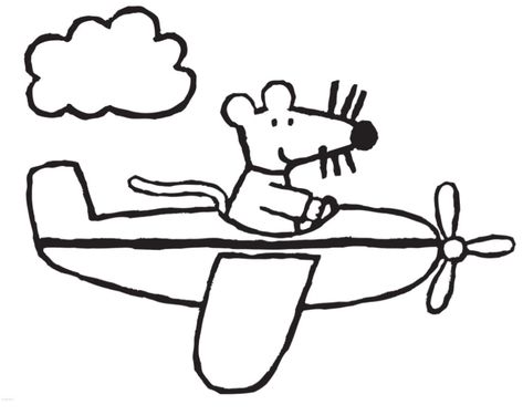 Maisy on Plane coloring page Maisy Mouse, Transfer Images, Printable Coloring Pages For Kids, By Plane, Pencil Eraser, Paper Airplanes, Tat Ideas, Black And White Prints, Toddler Room