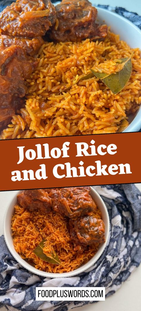 Jollof Rice Nigerian With Chicken And Plantain, Chicken And Jollof Rice, Jollof Rice Recipe Nigerian Food, Nigerian Jollof Rice And Chicken, Authentic Jollof Rice, Jollof Rice With Beef, Easy Jollof Rice, Jollof Rice Ghanaian Recipe, African Jollof Rice And Chicken