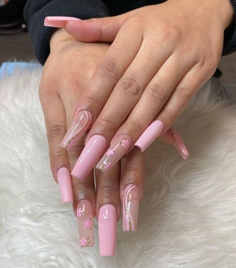 Nail Disain 2023, Medium Length Acrylic Nails, Acrylic Nails Y2k, Biting Nails, Nails Y2k, April Nails, Spring Acrylic Nails, Acrylic Nail Set, Glittery Nails