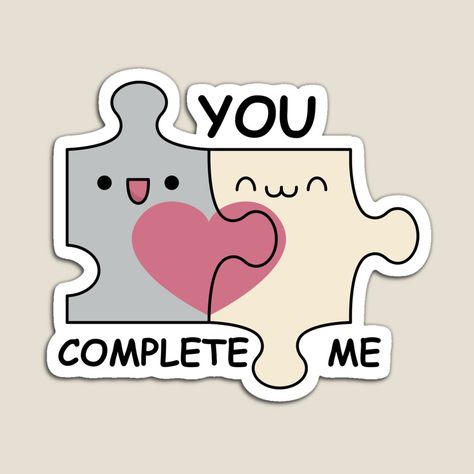 Get my art printed on awesome products. Support me at Redbubble #RBandME: https://www.redbubble.com/i/magnet/Cute-Cartoon-Jigsaw-You-Complete-Me-Funny-Valentine-Puns-Valentine-Gifts-by-haRexia/157206866.TBCTK?asc=u Cute Puns Motivation, Valentine’s Day Puns, I Love You Puns, Best Flirting Lines, Pun Stickers, Flirting Lines, Cardboard Stand, Lyric Drawings, Valentine Cartoon