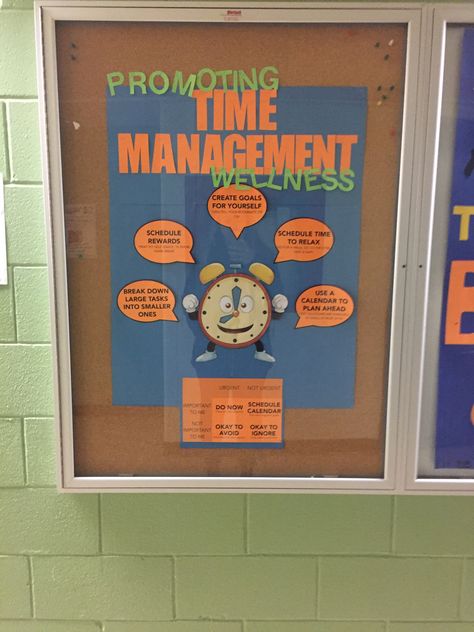 RA bulletin board - time management Time Management Bulletin Board, Task Calendar, Ra Door Decs, Ra Bulletins, Ra Boards, Ra Bulletin Boards, Door Decs, Creating Goals, Planning Ahead