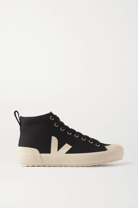 Veja Black Nova HT Organic Cotton-Canvas High-Top Sneakers Converse Hiker, Zapatillas Veja, Shoes Sneakers High Tops, Veja Shoes, Winter Shopping, Hightop Sneakers, Black High Tops, Sneakers For Women, Trending Sneakers