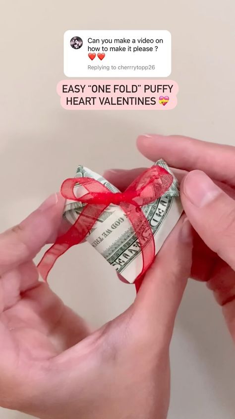 Easy puffy heart for Valentine’s Day | Instagram How To Fold, Book Folding, Puffy Heart, A Heart, Diy And Crafts, Valentines, Money, Instagram Photos, On Instagram