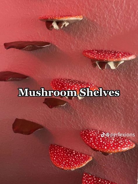 Shelves that look like mushrooms Mushroom Shelves, Mushroom Bedroom, New Room, Game Room, That Look, Stuffed Mushrooms, Shelves, Bedroom