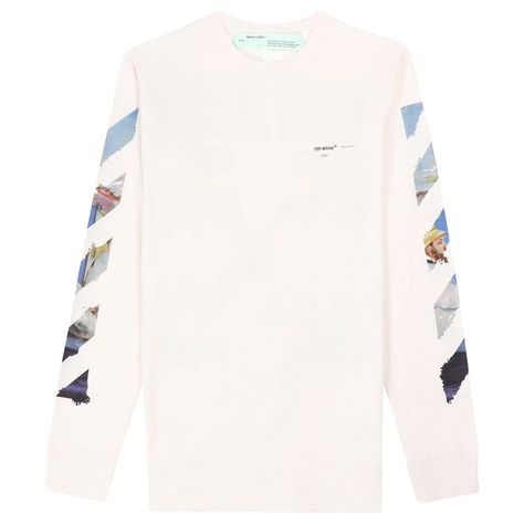 OFF-WHITE DIAG ARROWS L/S T-SHIRT WHITE/MULTICOLOR. #off-white #cloth White Closets, Off White Tee Shirt, Off White Men, Off White Shirt, Off White Tees, White Closet, Off White Clothing, Total White, Off White Mens