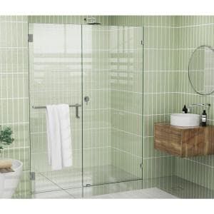 Glass Warehouse 49 in. x 78 in. Frameless Fixed Shower Door in Brushed Nickle without Handle-GW-SFP-49-BN - The Home Depot Frameless Shower Panel, Cleaning Shower Glass, Frameless Shower Door, Bathtub Doors, Tub Doors, Tub Shower Doors, Frameless Shower Doors, Frameless Shower, Glass Shower Doors