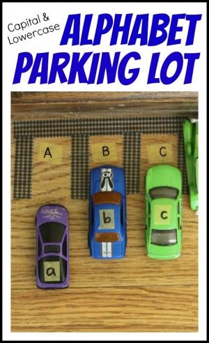 Such a fun hands-on game for an ABC station Alphabet Parking Lot, Alphabet Games, Lowercase Alphabet, Preschool Literacy, Letter Activities, Alphabet Preschool, Numeracy, Learning Letters, Alphabet Activities