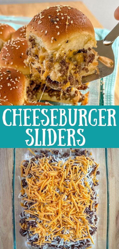 Oven Baked Cheeseburger Sliders Oven Sliders, Oven Turkey Recipes, Baked Cheeseburger, Sliders Recipes Hamburger, Oven Turkey, Ground Beef Sliders, Baked Hamburgers, Hamburger Sliders, Baked Sandwiches