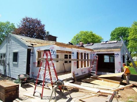 Kitchen extension with a bedroom addition in Rocky Hill, CT. This was a great guy who also had our company build a Trex deck. Ranch Transformation, Ranch Addition Ideas, Bedroom Addition Plans, Room Addition Plans, Ranch Addition, Small Kitchen Design Layout, Addition Project, Ranch Makeover, Trailer House