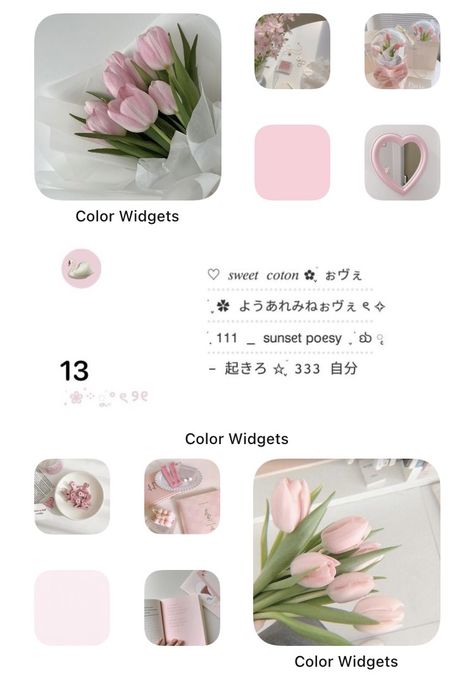 Tulip Homescreen Layout, Pink White Widget, Pink And White Homescreen, Ios16 Aesthetic, White Homescreen, Phone Apps Iphone, Tulips Pink, Phone Homescreen, Pantone Colour Palettes