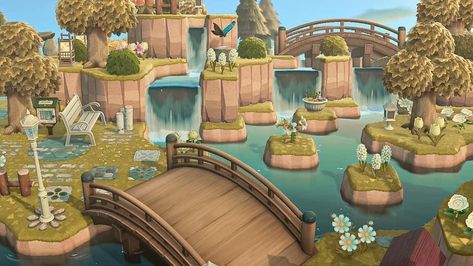 Zen Garden Animal Crossing, Acnh Zen Garden, Acnh Cottagecore, Animal Crossing Guide, Garden Waterfall, Animal Crossing Wild World, Island Theme, Animal Crossing Villagers, Animal Crossing Pocket Camp