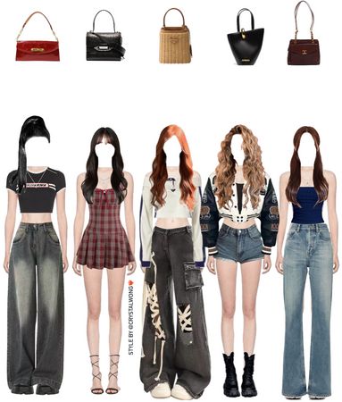 Crystalwong on ShopLook | The easiest way to find the perfect outfit Kpop Outfits Casual Korean Style, Korean Concert Outfit, Kpop Casual Outfits, Outfits Kpop Stage, Casual Outfits Ideas, Kpop Stage, Beach Wave Hair, Silver Diamond Necklace, Kpop Style