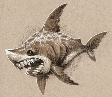 Kevin Keele Art, Kevin Keele, Animal Sketchbook, Traditional Viking Tattoos, Cartoon Paintings, Sepia Art, Funny Fish, Animal Caricature, Illustration Courses