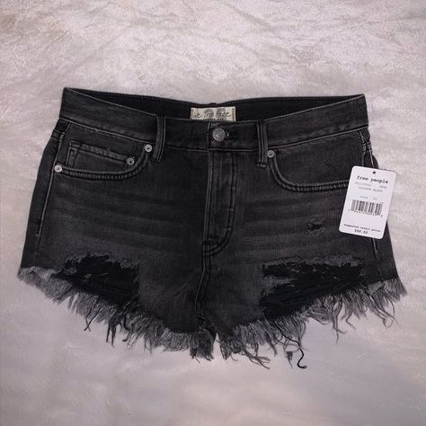 Black Jean Shorts, Free People Shorts, Black Jean, Distressed Black Jeans, Free People Black, Jean Shorts, Free People, Outfit Inspo, Women Shopping