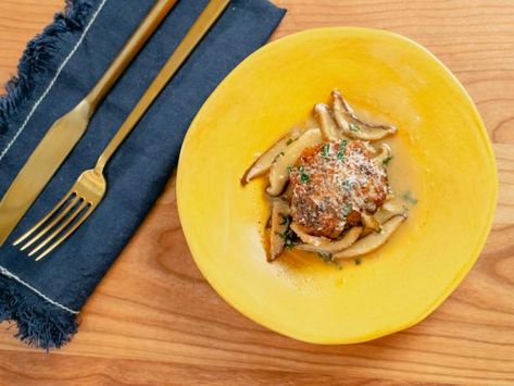 Get Chicken Meatball Marsala Recipe from Food Network Weeknight Chicken Dinner, Brownie Pudding, Chicken Main Dish Recipes, Weeknight Chicken, Savory Meatballs, Marsala Recipe, Chicken Meatball, Michael Symon, Chicken Plating