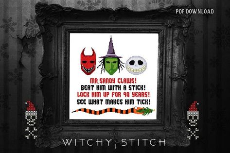 Nightmare Before Christmas Lock Shock, Nightmare Before Christmas Lock, Lock Shock Barrel, Sandy Claws, Stitch Character, Beaded Cross Stitch, Thread Art, Funny Xmas, Cross Stitch Patterns Christmas