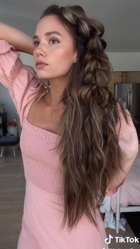 Braid Hairstyles Brown Hair, Pull Through Bubble Braid, Faux Braid Hairstyles, Hairstyles Brown Hair, Faux Braid, Hairstyles Brown, Hairstyle Braid, Bubble Braid, Side Braid Hairstyles