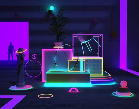 Sitemap Design, Events Aesthetic, Dj Console, Estilo Kitsch, Interaktives Design, Light Art Installation, Nightclub Design, New Retro Wave, 3d Street Art