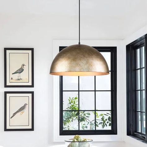 1 - Light Single Dome Pendant Light Large Brass Pendant Light, Antique Brass Pendant Light Kitchen, Coordinating Light Fixtures Kitchen, Large Island Pendant Lights, Breakfast Nook Light Fixture, Island Pendant Lights Kitchen, Kitchen Pendant Lights Over Island, Copper Dome Pendant Light, Entry Light Fixture