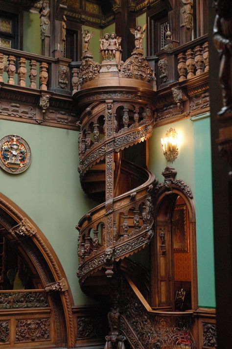 Spiral Staircase in Peles Castle | Photo Taken By: Marc Osbo… | Flickr Castle Romania, Spiral Stairs Design, European Beauty, Castle Exterior, Peles Castle, Castles Interior, Basement Stairs, Spiral Stairs, Modern Staircase