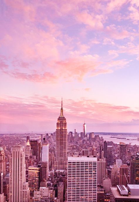 Pink New York Aesthetic, New York Empire State Building, Pink New York, New York Aesthetic, Empire State, Empire State Building, York City, We Heart It, New York City