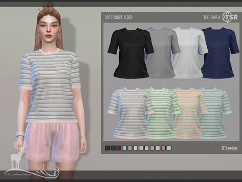 The Sims Resource - TSHIRT FLOER Tshirts Sims 4 Cc, Sims 4 Cc Clothes Female T Shirt, Sims 4 Oversized T Shirt, The Sims 4 Cc Clothing For Women Shirt, Sims 4 Cc Shirts Sims Resource, Silk Mini Skirt, Sims 4 Tsr, Halloween Top, Sims 4 Teen