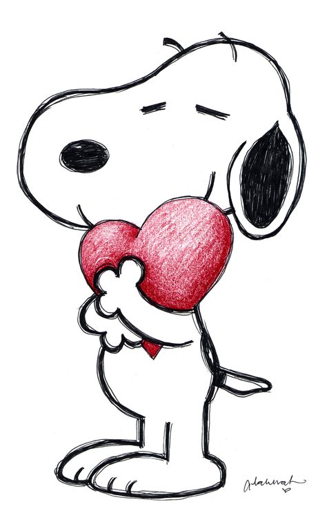 I Love You Mom Drawings, I Love You Cute Drawing, I Love You Cartoon, Valentines Sketches, Cute Drawings For Her, Snoopy Drawing, Valentine Drawing, Snoopy Valentine, Disney Drawings Sketches