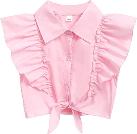 Amazon.com: SOLY HUX Toddler Girls Blouses Cute Summer Crop Tops Ruffle Tie Knot Sleeveless Shirts Baby Pink 90: Clothing, Shoes & Jewelry Toddler Cowgirl, T Shirt Knot, Tie Up Shirt, T Shirt Crop Top, Sleeveless Shirts, Girls Crop Tops, Crop Top Casual, Summer Crop Tops