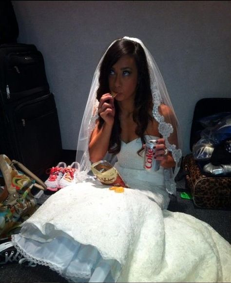 AJ in wedding dress eating chips and drinking soda Aj Lee, Wwe, Wedding Dress, Instagram Post, Instagram