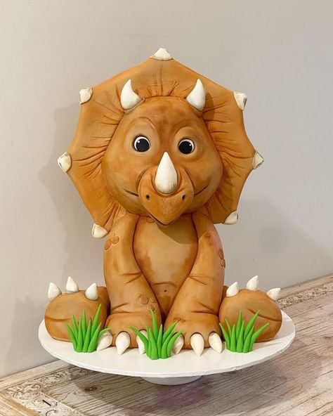 Dinosaur 3d Cake, Dinosaur Head Cake, Dinosaur Shaped Cake, 3d Dinosaur Cake, Triceratops Cake, Cute Triceratops, Dino Birthday Cake, Dinosaur Cakes, Beach Birthday Cake