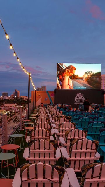 Rooftop Cinema Club, Miami Rooftop, Aesthetic Rooftop, Immersive Design, Cinema Logo, Rooftop Ideas, Rooftop Cinema, 2023 Moodboard, Cali Trip