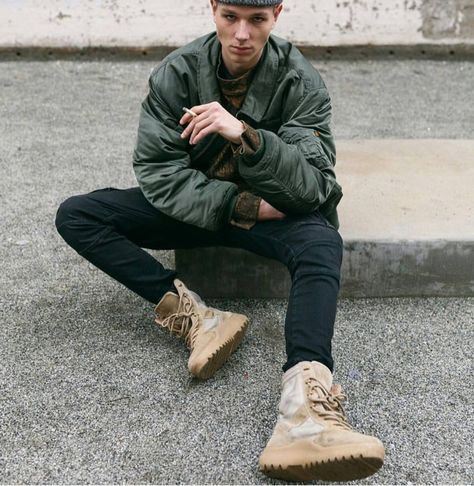 Mens Combat Boots Outfit, Yeezy Boots Outfit Men, Tan Combat Boots Outfit, Combat Boots Outfit Men, Army Boots Outfit, Combat Boots For Men, Military Boots Outfit, Military Boots Outfit Men, How To Style Combat Boots