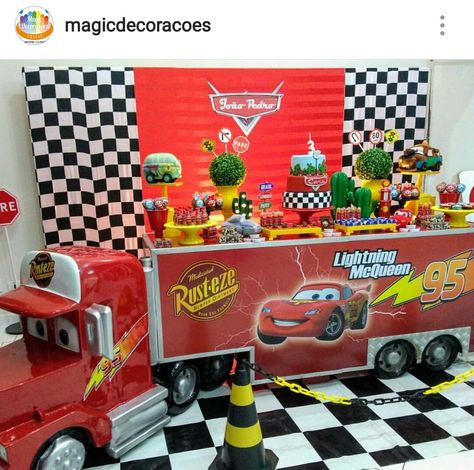 Lightning Mcqueen Dessert Table, Cars Birthday Ideas, Pixar Background, Diy 50th Birthday Decorations, Pixar Cars Birthday Party, Disney Cars Birthday Theme, Pixar Cars Birthday, Cars Mcqueen, Cars Birthday Party Decorations