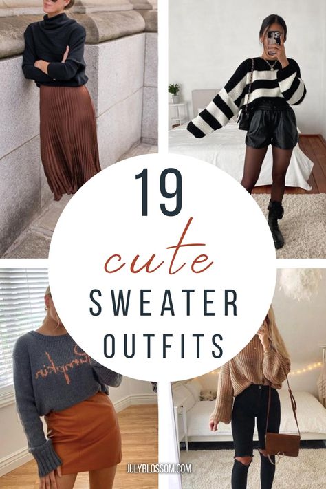 Diy Clothes Organization, Big Knit Sweaters, Pullover Sweaters Outfits, Cropped Sweater Outfit, Sweater Outfit Ideas, Cute Sweater Outfits, Coordinates Outfits, Outfit Ideas For Fall, Winter Sweater Outfits