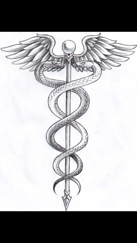 Part of my Hermes tattoo. I wanna add a little touch to it though! Stab Tattoo, Kundalini Tattoo, Hermes Tattoo, Caduceus Tattoo, Simbolos Tattoo, Doctor Tattoo, Medical Tattoo, Nurse Tattoo, Kunst Tattoos