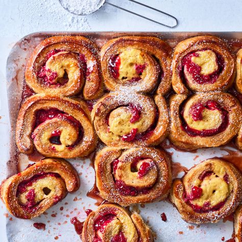 Raspberry Custard Buns Recipe | Woolworths Custard Buns Recipe, Raspberry Custard, Custard Buns, Buns Recipe, Small Microwave, Bun Recipe, Buying Groceries, Custard, Tray Bakes