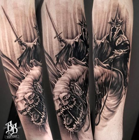 Lotr Witch King, Nazgul Tattoo, Lord Of The Rings Characters, Witch King, Rings Tattoo, Lord Of The Rings Tattoo, Ring Tattoos, Forearm Tattoo, The Rings