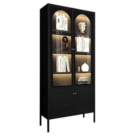 Book Shelf Glass, Black Display Cabinet, Built In China Cabinet, Glass Cabinet Door, Glass Bookcase, Showcase Cabinet, Door Display, Dining Room Hutch, Furniture Storage Cabinets