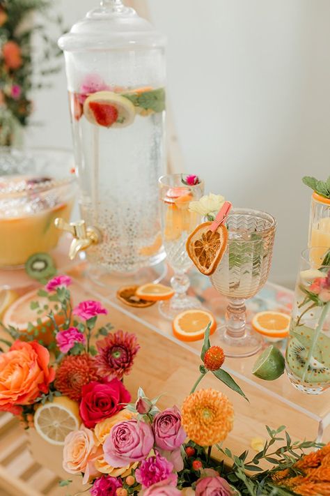 Orange And Pink Wedding, Bridal Shower Inspo, Citrus Wedding, Bright Wedding, Bridal Shower Brunch, Wedding Cocktail, Orange Wedding, Bridal Brunch, Wedding Color Palette