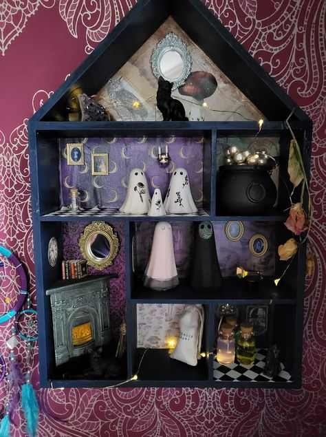 Goth Dollhouse Diy, Goth Craft Room, Gothic Craft Room, Diy Whimsigoth Decor, Goth Craft Ideas, Whimsigoth Crafts, Goth Diy Crafts, Whimsigoth Diy, Goth Room Decor Diy