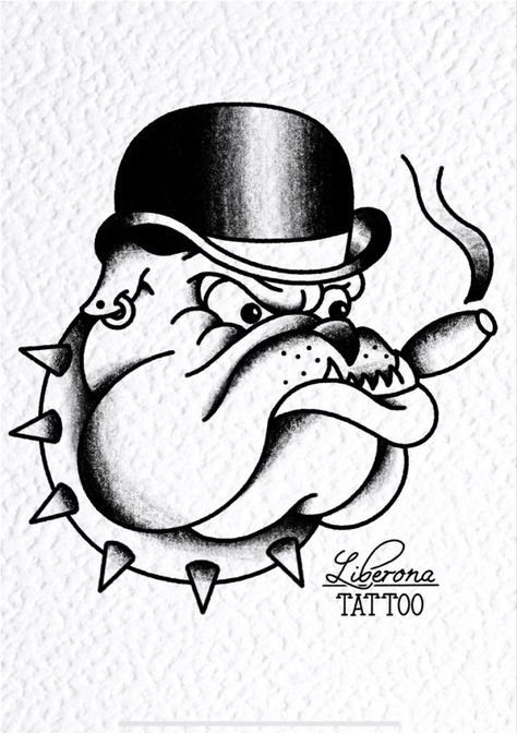 210 Majestic Bulldog Tattoos Designs (2023) - TattoosBoyGirl American Traditional Bulldog Tattoo, Liberona Tattoo, Bulldog Traditional Tattoo, Classic Tattoo Old School, American Bulldog Tattoo, Traditional Bulldog Tattoo, Oldschool Tattoo Black, Old School Tattoo Design Black, Bulldog Tattoo Ideas