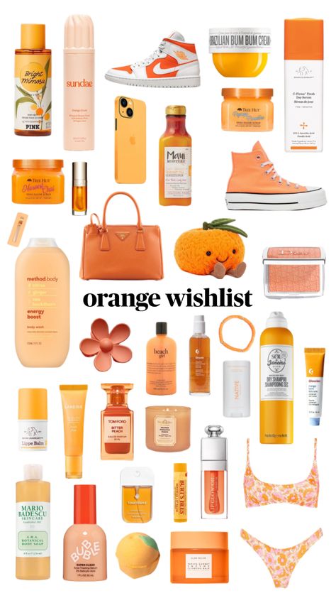 orange wish list Orange Wishlist, Orange Products, Peach Items, Cake Gift Basket, Preppy Wishlist, Orange Stuff, Fall Wishlist, Kids Skin Care, Christmas Lists