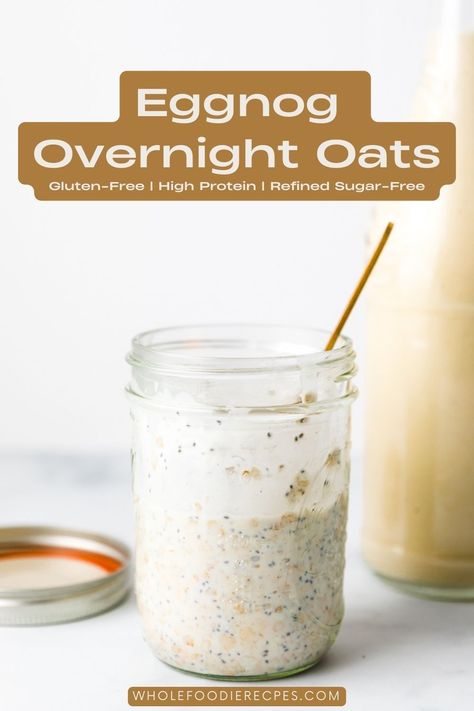 Transform leftover eggnog into a healthy and easy festive breakfast or dessert with eggnog overnight oats! Egg Nog Overnight Oats, Eggnog Overnight Oats, Eggnog Oatmeal, Leftover Eggnog, Festive Breakfast, Best Overnight Oats Recipe, Banana Chia Pudding, Healthy Eggs, Overnight Oats Healthy