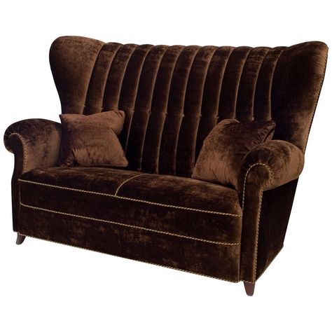 Velvet Loveseat, Modern Loveseat, Futon Sofa, Brown Velvet, Cafe Chairs, Art Deco Furniture, Beautiful Chair, Italian Furniture, Italian Art