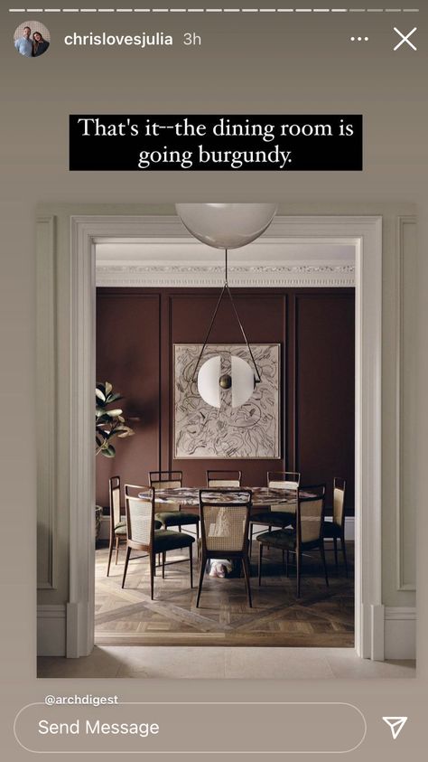 Burgundy Dining Room, Dolphin House, English Country Decor, Southern Living, Victorian Homes, Country Decor, Stories Instagram, Design Inspo, Framed Bathroom Mirror