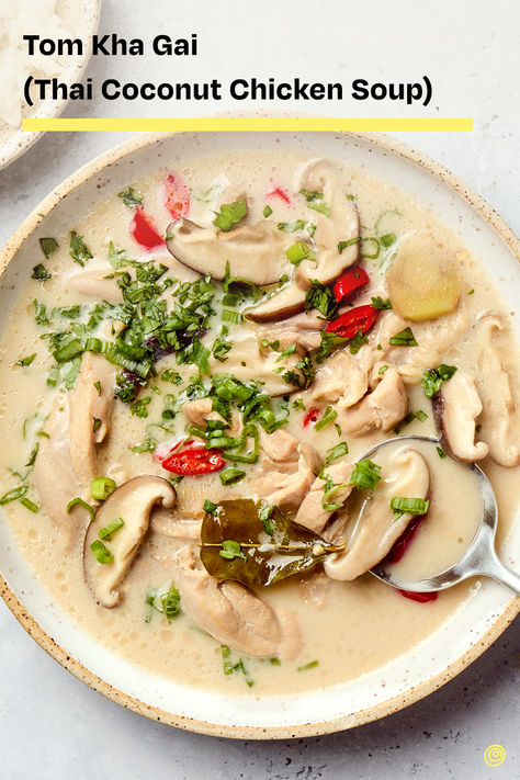 Make this easy Tom Kha Gai in 30 minutes or less for a comforting, flavorful dinner. Tom Kha Gai Soup, Cultural Dishes, Coconut Chicken Soup, Thai Coconut Chicken Soup, Thai Coconut Chicken, Thai Chicken Soup, Tom Kha Gai, Tom Kha, Flavorful Dinner