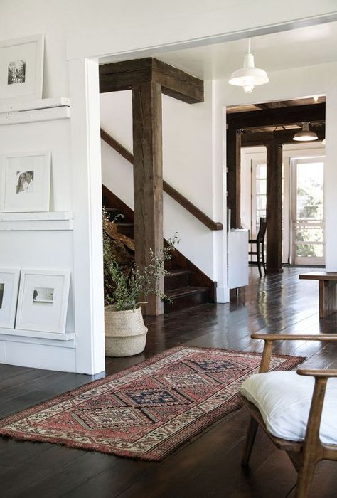 Frances Loom, Interior Design Country, Loom Rug, Stair Case, Rug Entryway, Farmhouse Interior, White Chair, House Interiors, Decoration Inspiration